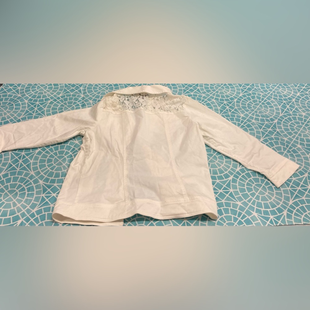 💛TODAY***$21***Joan Rivers winter white polished cotton, denim-look jacket. - Picture 4 of 4